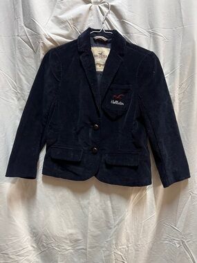 Hollister Dark Navy Corduroy Two-Button Blazer